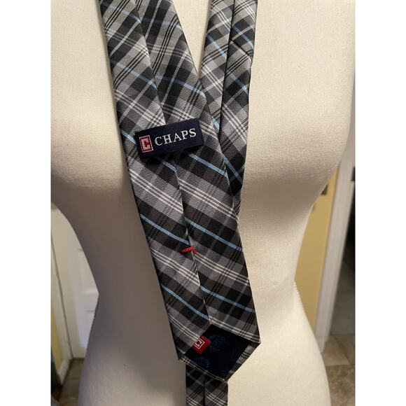 Chaps Other - Chaps Men Gray Black Blue Plaid Tie